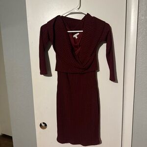 Elegant Burgundy Knit Dress